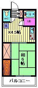 佐藤ビル(1DK/3階)の間取り写真