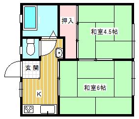 出石ハイツII(2DK/2階)の間取り写真