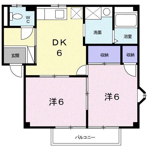 ボナール平野B棟(2DK/2階)の間取り写真