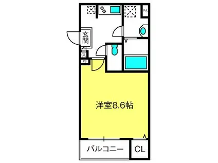 ジーメゾン見沼島町(1K/2階)の間取り写真