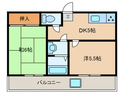 ダイバーシティ神戸長田A棟(2DK/5階)の間取り写真