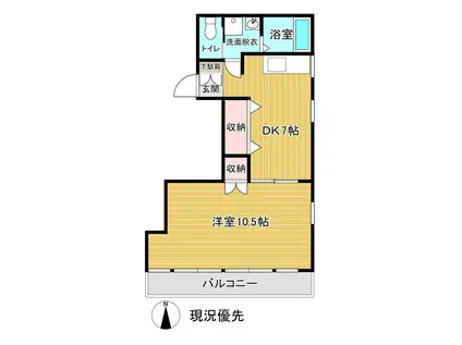 レジデンス城南(1DK/2階)の間取り写真