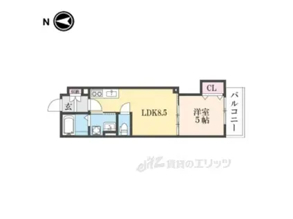 クリエオーレ郡津Ⅱ(1LDK/3階)の間取り写真