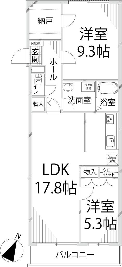 キャッスルコート御立唐立(2SLDK/1階)の間取り写真