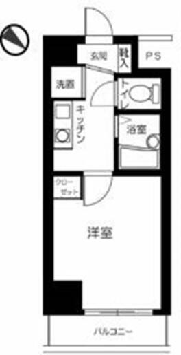 スカイコート三田慶大前(1K/4階)の間取り写真