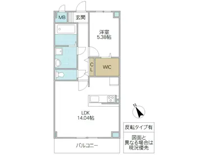 WISTERIA(1LDK/2階)の間取り写真