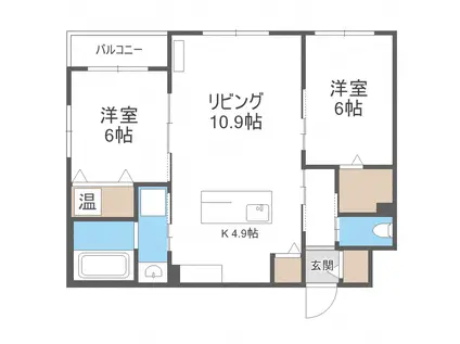 グランメールアサヒVI(2LDK/3階)の間取り写真