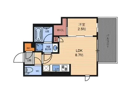 シーズンフラッツ福島(1LDK/4階)の間取り写真