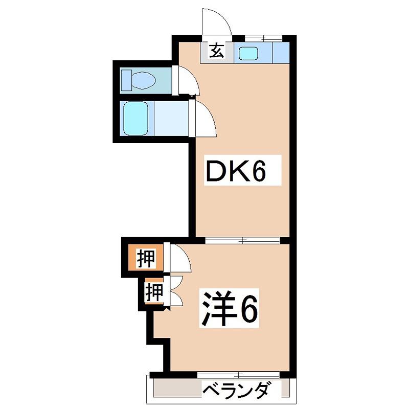 ル・クレアK(1DK/4階)の間取り写真