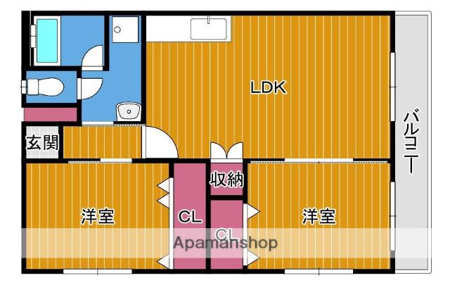 第2レジデンス室見(2LDK/4階)の間取り写真