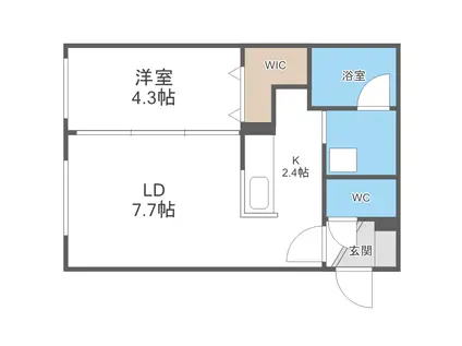 VIVACE 西野(1LDK/1階)の間取り写真