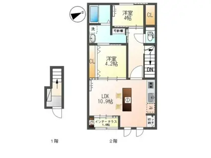セ シュエット(2LDK/2階)の間取り写真