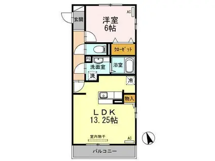 スリー・スター III号館 B(1LDK/3階)の間取り写真