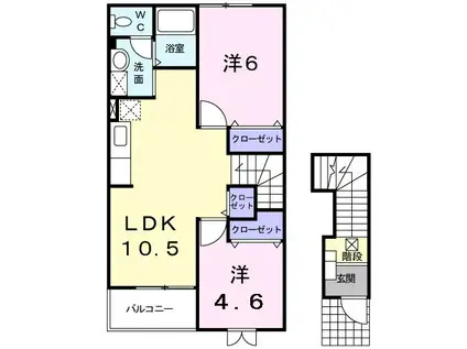 サンライズ葛岡(2LDK/2階)の間取り写真