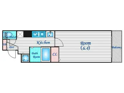 プレサンス梅田フロンティア(1K/9階)の間取り写真