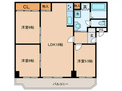 サンヴェール朝霧ヶ丘A棟(3LDK/1階)の間取り写真