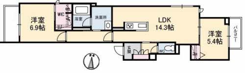エムズ グアナファト(2LDK/3階)の間取り写真