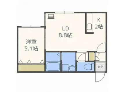 A BOND桑園 壱番館(1LDK/3階)の間取り写真