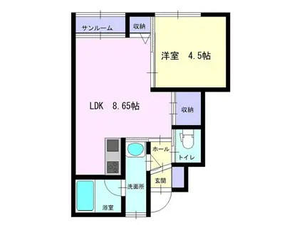 梅の木町DHC棟(1DK/1階)の間取り写真