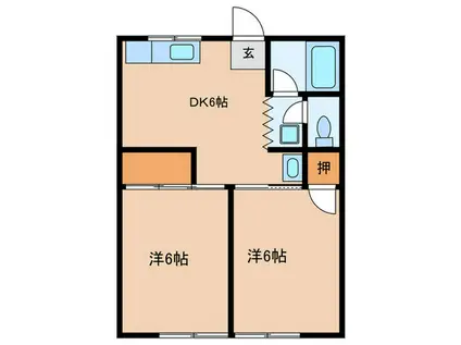 サンハイツ愛治(2DK/1階)の間取り写真