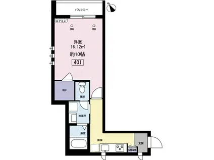 アーバンライフミハシII(1K/4階)の間取り写真