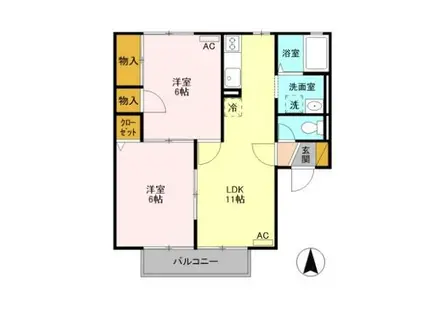 ルミエール・ピコ(2LDK/2階)の間取り写真