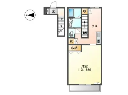 ユースコーポ晴丘(1DK/2階)の間取り写真