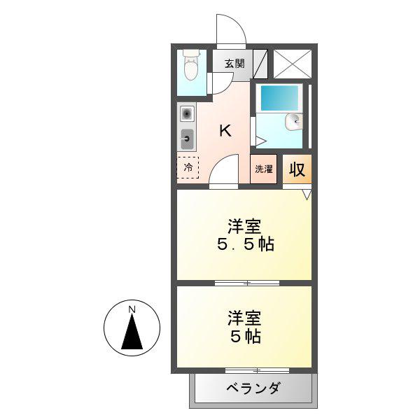 タウンエステート新栄(2K/2階)の間取り写真