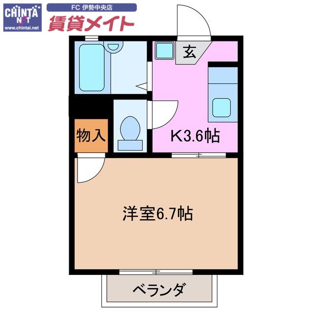 MY.フォーブル西C(1K/1階)の間取り写真