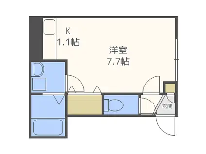 フランジュールあいの里(1K/3階)の間取り写真