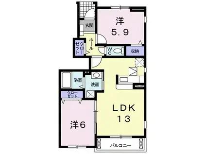 キャニオン(2LDK/1階)の間取り写真
