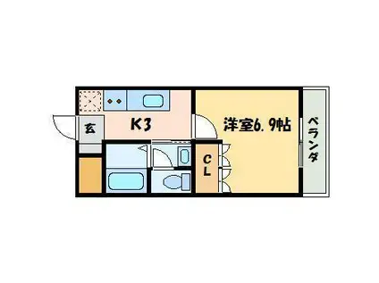 コンフォルト(1K/2階)の間取り写真