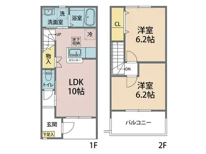 ハイツオキザリス(2LDK/1階)の間取り写真