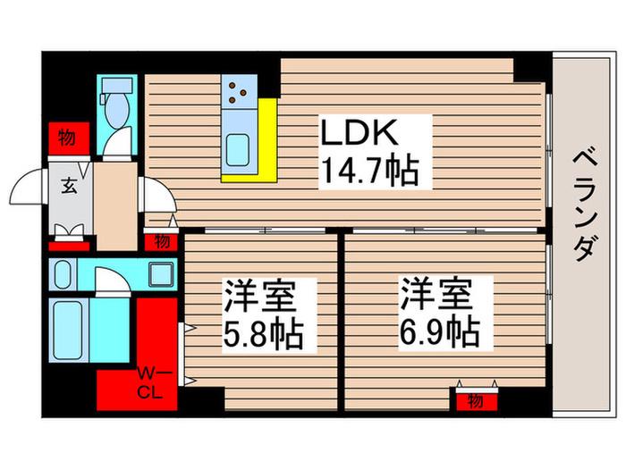 カスタリア西船橋II(2LDK/3階)の間取り写真