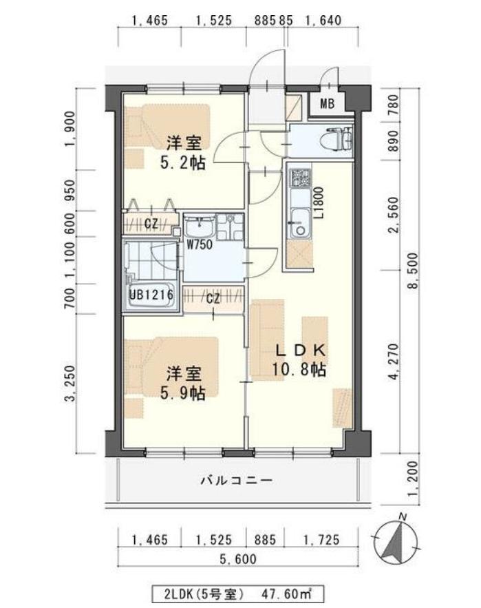 ライフシティ(2LDK/2階)の間取り写真