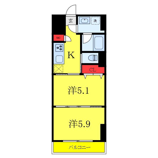 コスモ和光12(2K/7階)の間取り写真