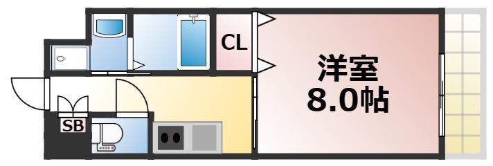 AMABILE布施(1K/4階)の間取り写真