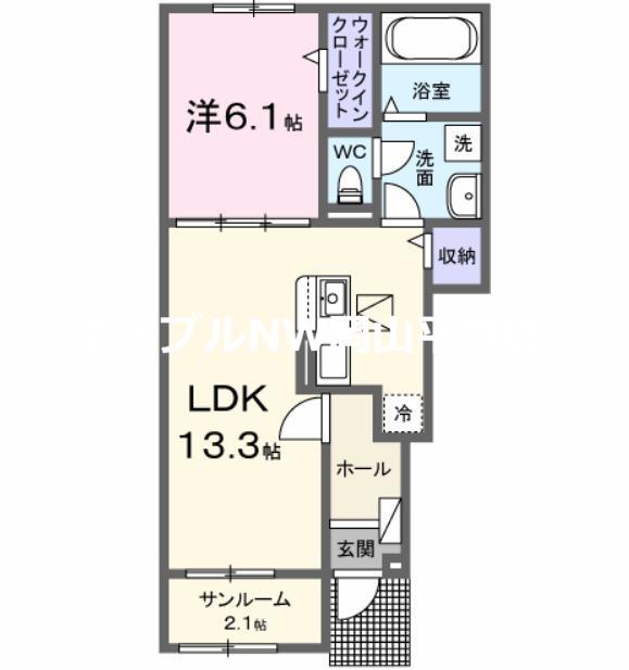 エスポワール昴A(1LDK/1階)の間取り写真
