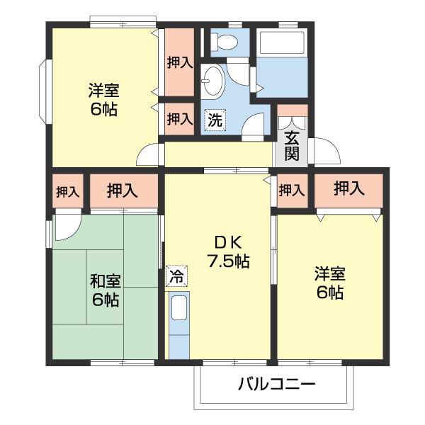 ヤマイチPLAZAセジュール2番館(3DK/2階)の間取り写真