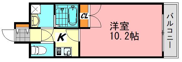 ルシエル仁保新町(1K/6階)の間取り写真
