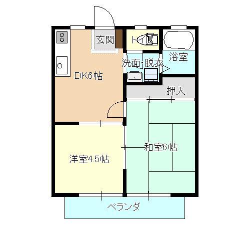 サンライフ新涯(2DK/2階)の間取り写真