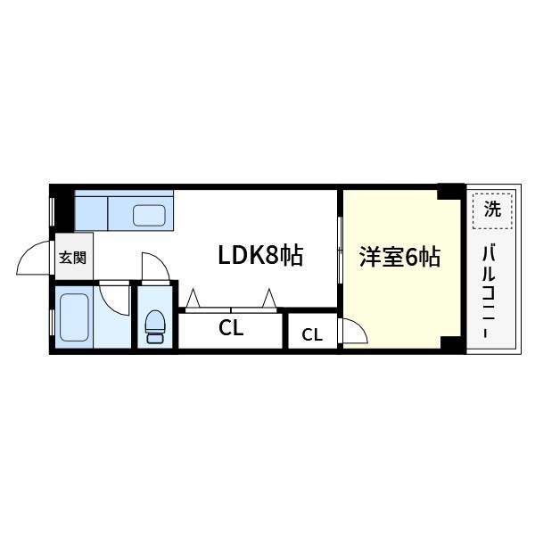 ハイツ高康(1LDK/3階)の間取り写真