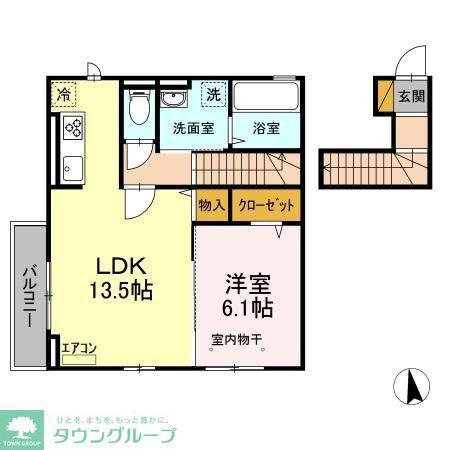 D-ROOMゆりのき台(1LDK/2階)の間取り写真