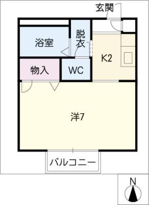グレースハイム(1K/1階)の間取り写真