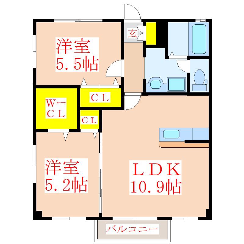 グランステージ住吉(2LDK/1階)の間取り写真