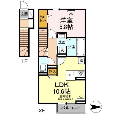 サイエンス(1LDK/2階)の間取り写真