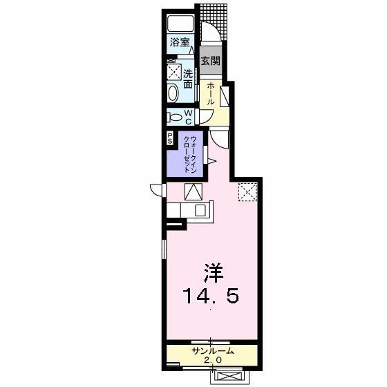 ベラドンナ(ワンルーム/1階)の間取り写真