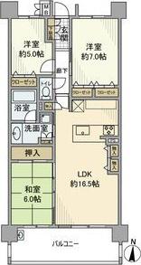 カルティア瑞穂が丘(3LDK/3階)の間取り写真