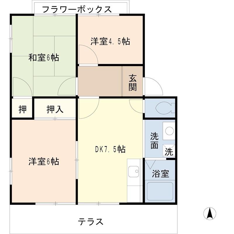 ストーンハイムD(3DK/1階)の間取り写真