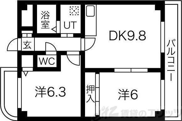 パークサイドテラス(2LDK/6階)の間取り写真